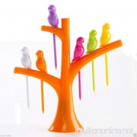 Chiefmax Fruit Dessert Fork Set - 6 pieces  Birds on a Tree (Orange) - B01HFL400C